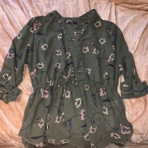 Green Floral Blouse